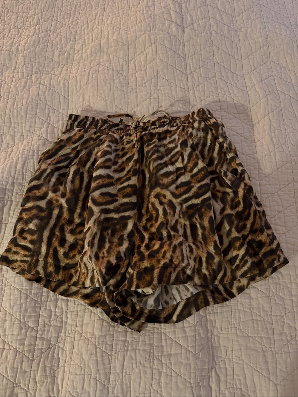 Leopard 100% Silk Slouchy Shorts